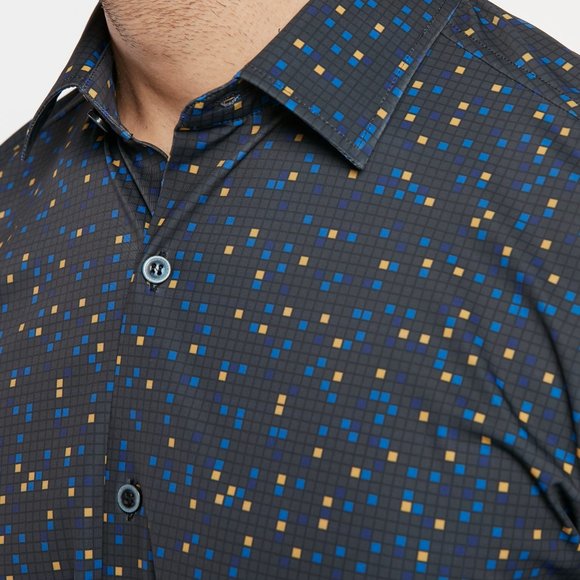 BARRETT "Byte" Print Button-up Stretch Shirt - Picture 2 of 6